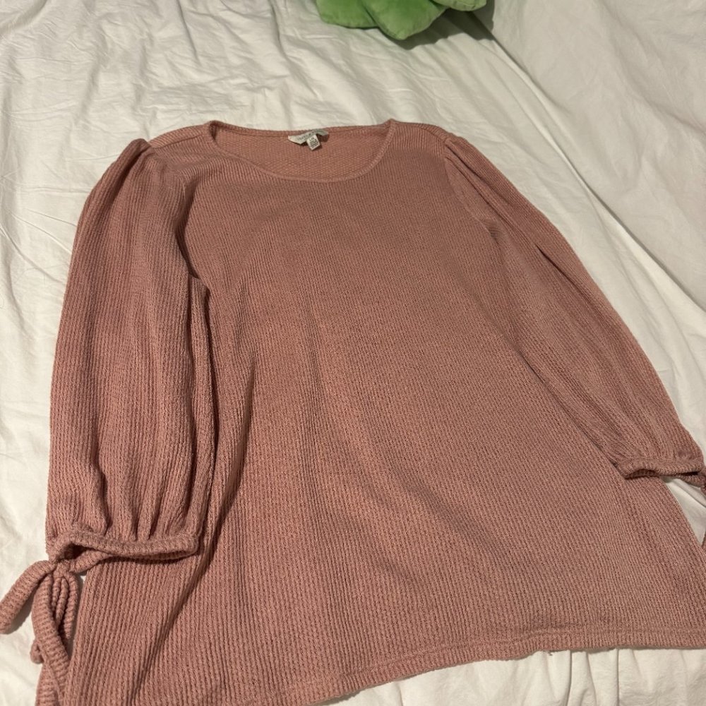 Pink Knit Sweater with Tie accents